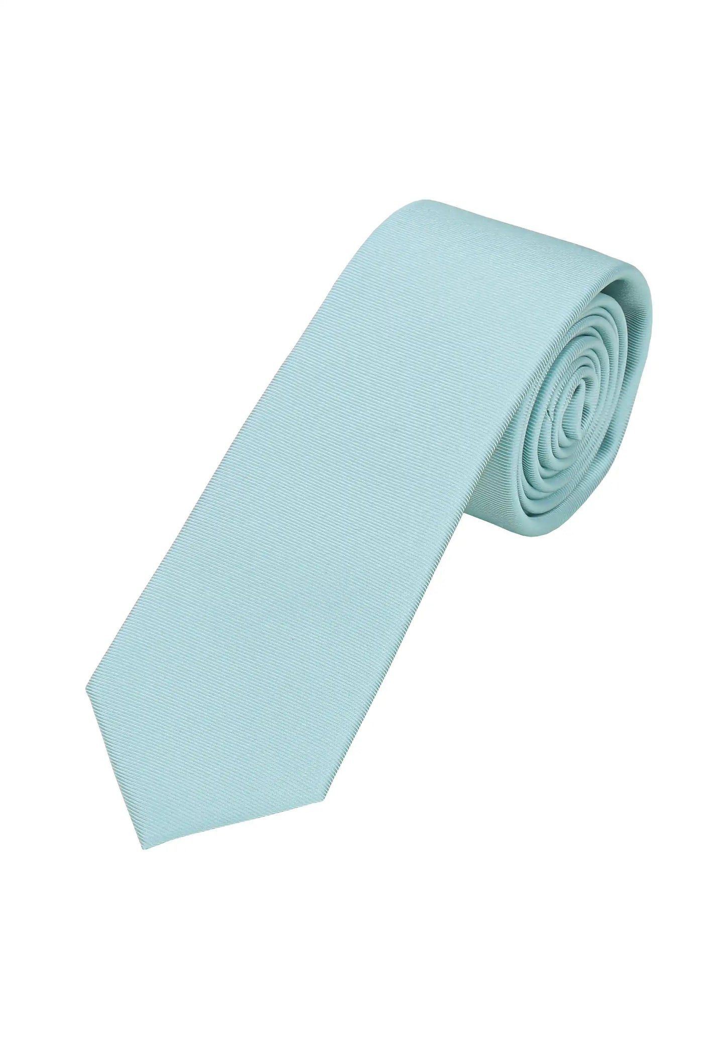 (Aqua) Schmale Seidenkrawatte in Aqua gerollt, Uni in Pastellfarbe