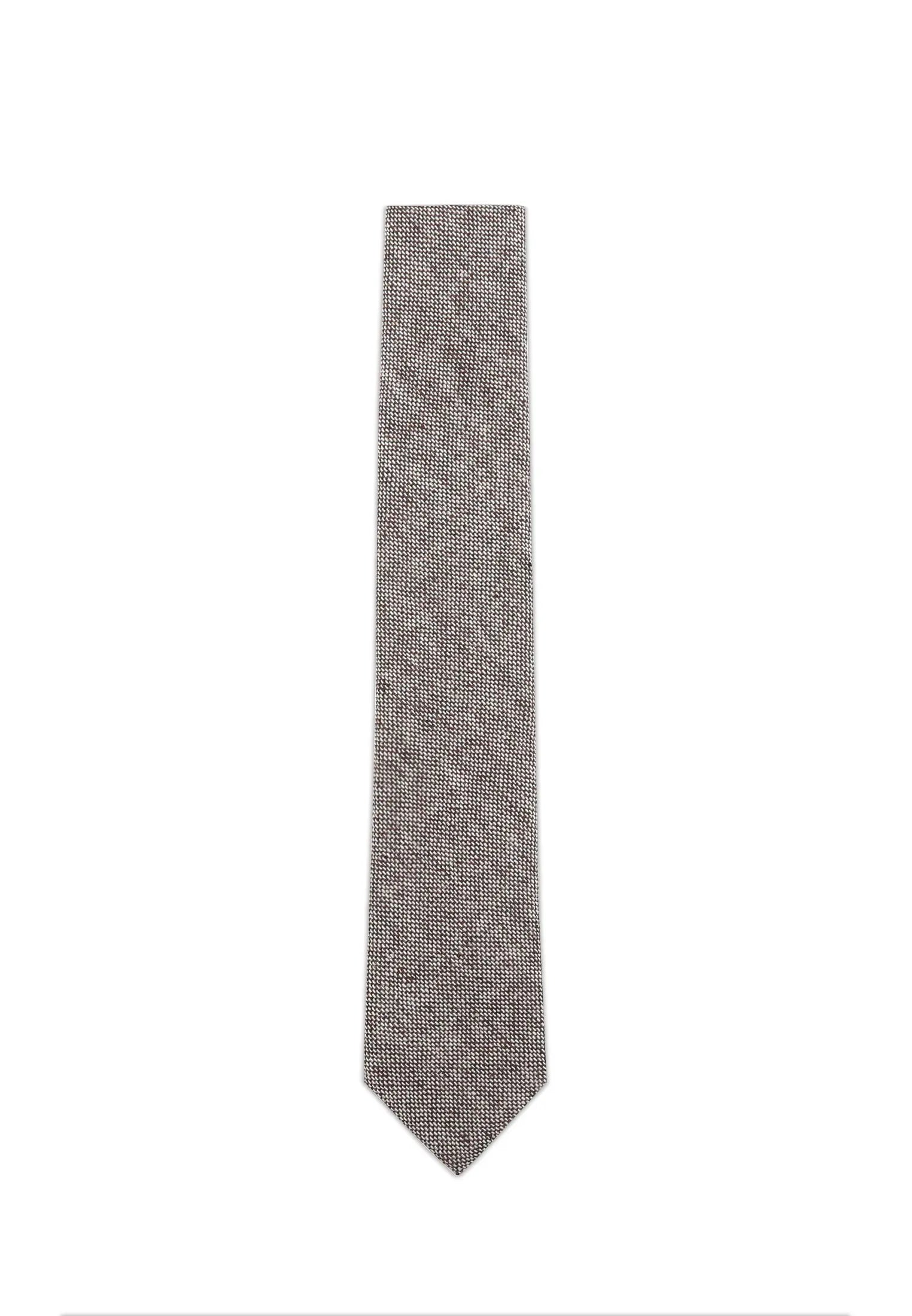 (Beige) Krawatte Herren Tweed – Detailansicht Webstruktur