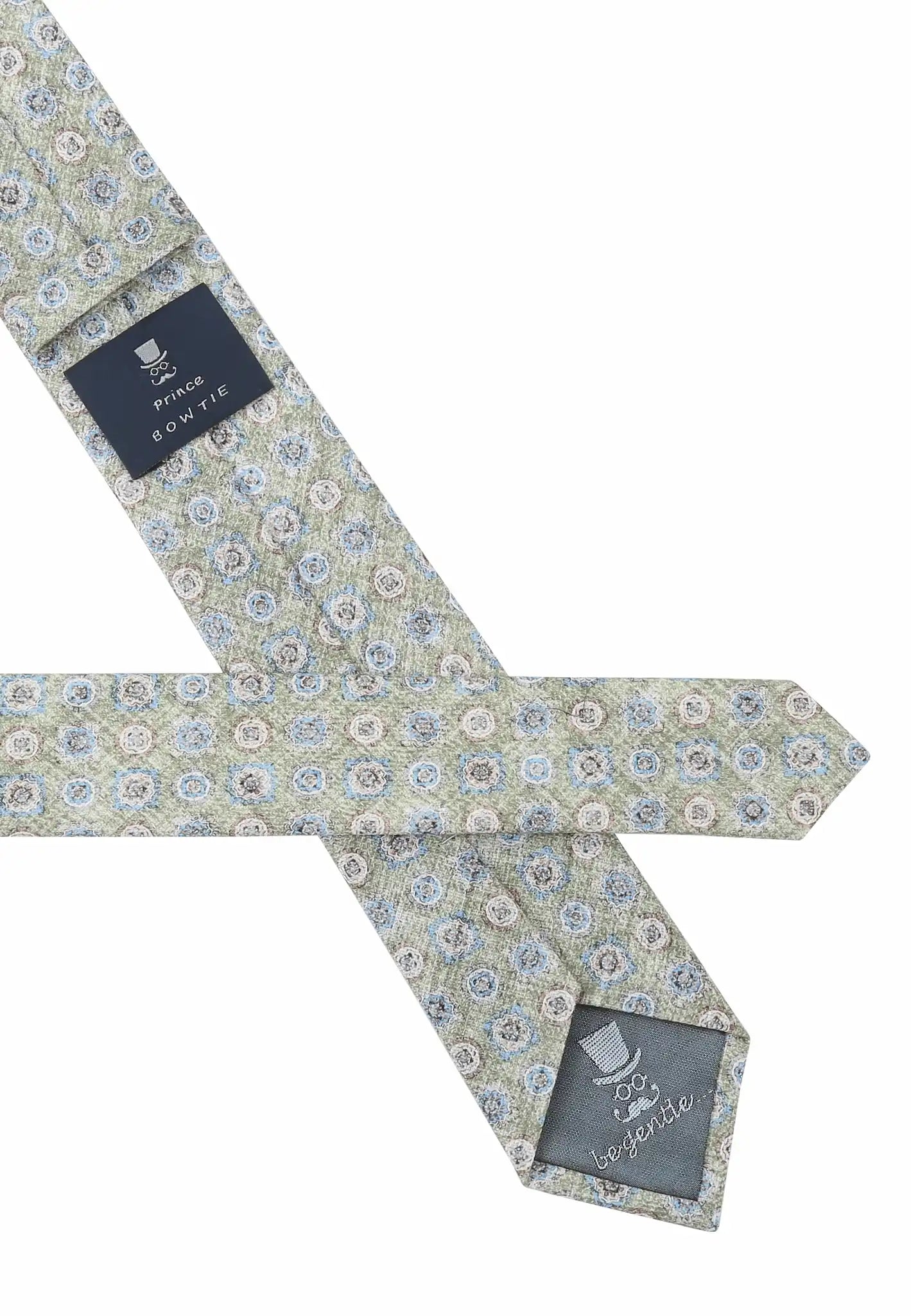(Grün) Krawatte Medaillon Baumwolle – Rückseite mit Prince Bowtie Label
