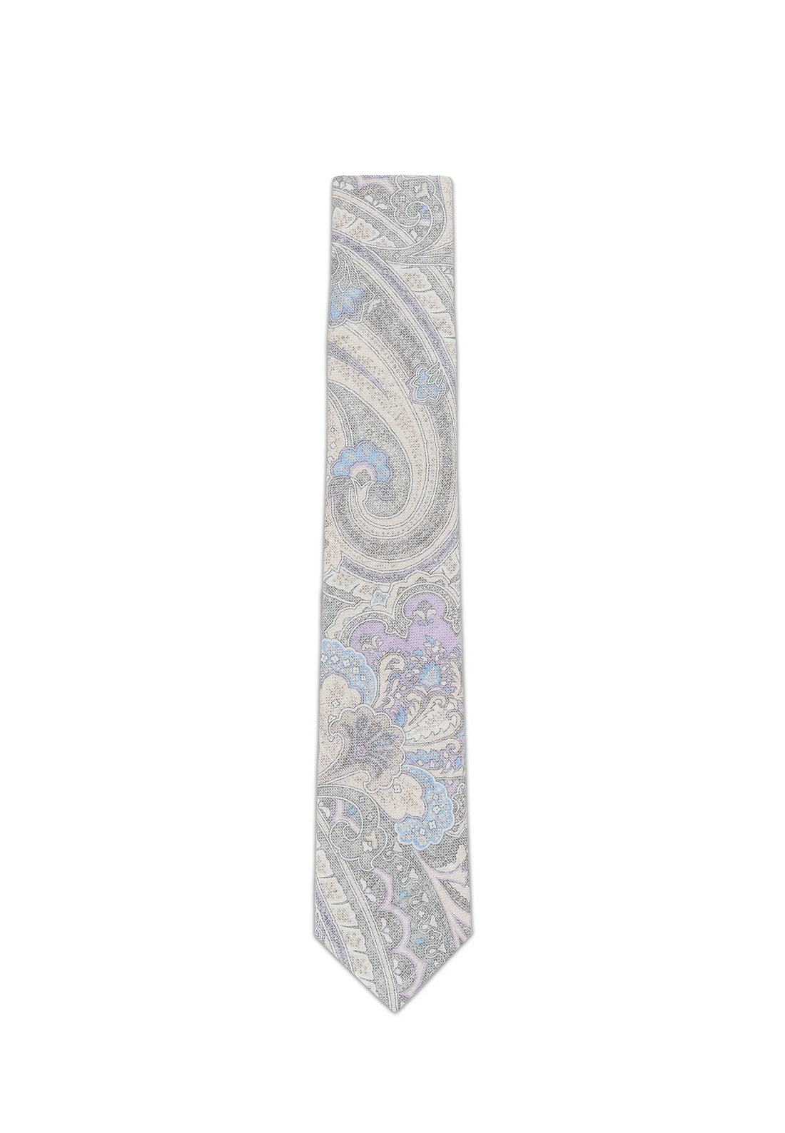 (Grau) Krawatte Paisley-Muster Baumwolle 6 cm – Gesamtansicht