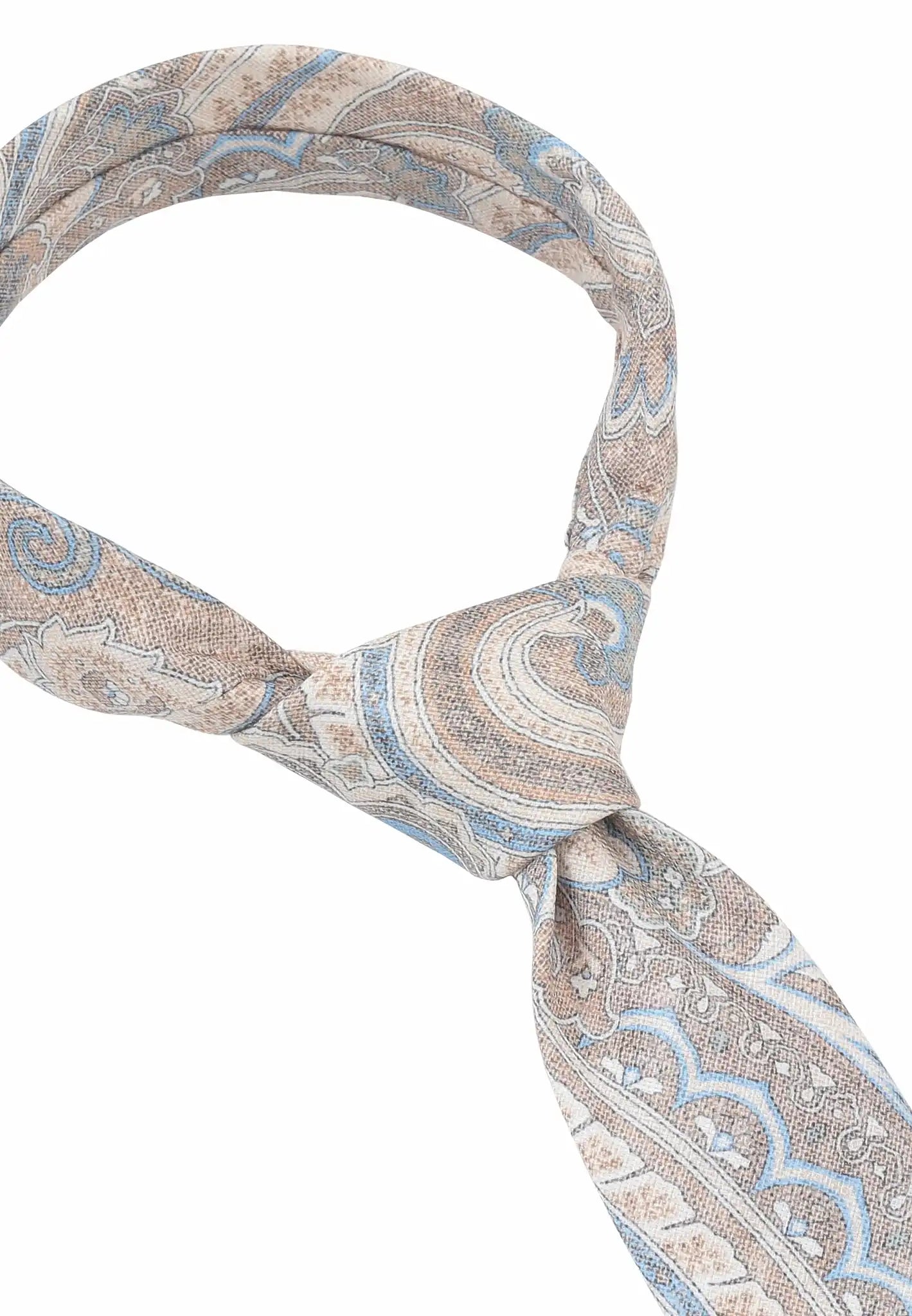 (Beige) Krawatte Herren Paisley-Muster – Knotenansicht