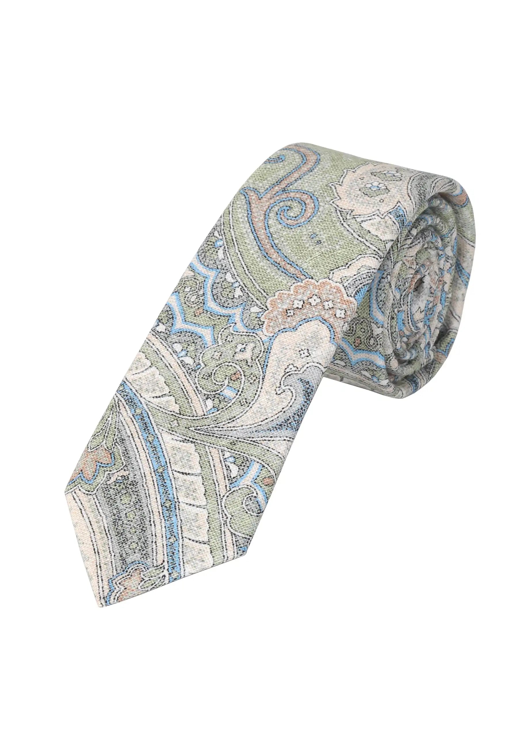 (Grün) Krawatte Herren Paisley-Muster Baumwolle – gerollt