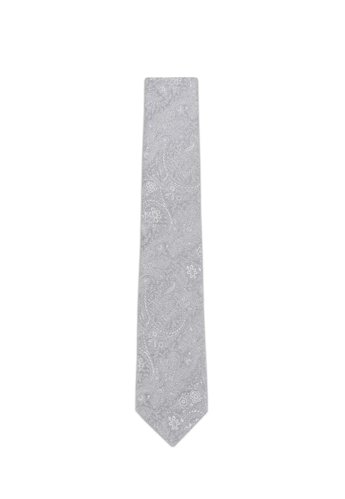 (Hellgrau) Krawatte Paisley Seide 6 cm – Gesamtansicht