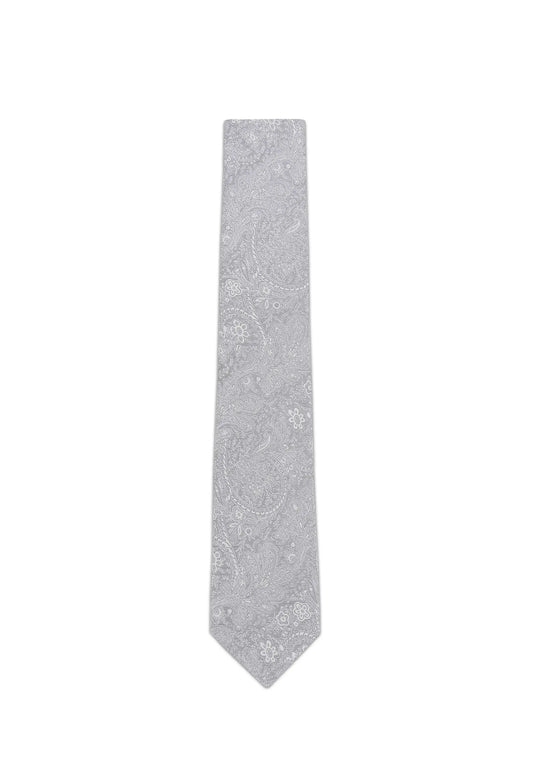 (Hellgrau) Krawatte Paisley Seide 6 cm – Gesamtansicht