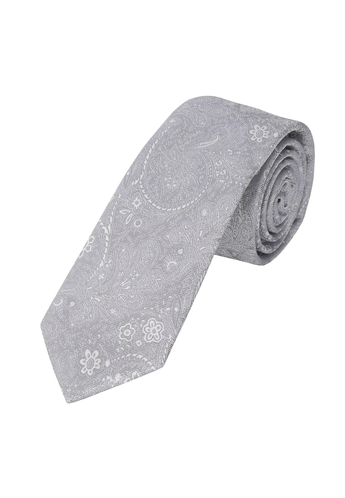 Krawatte Herren aus Seide – Paisley (6,0 - 6,5 cm) - Hellgrau