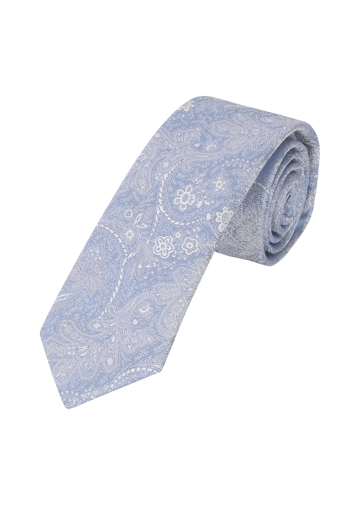 (Hellblau) Krawatte Herren Paisley Seide – gerollt