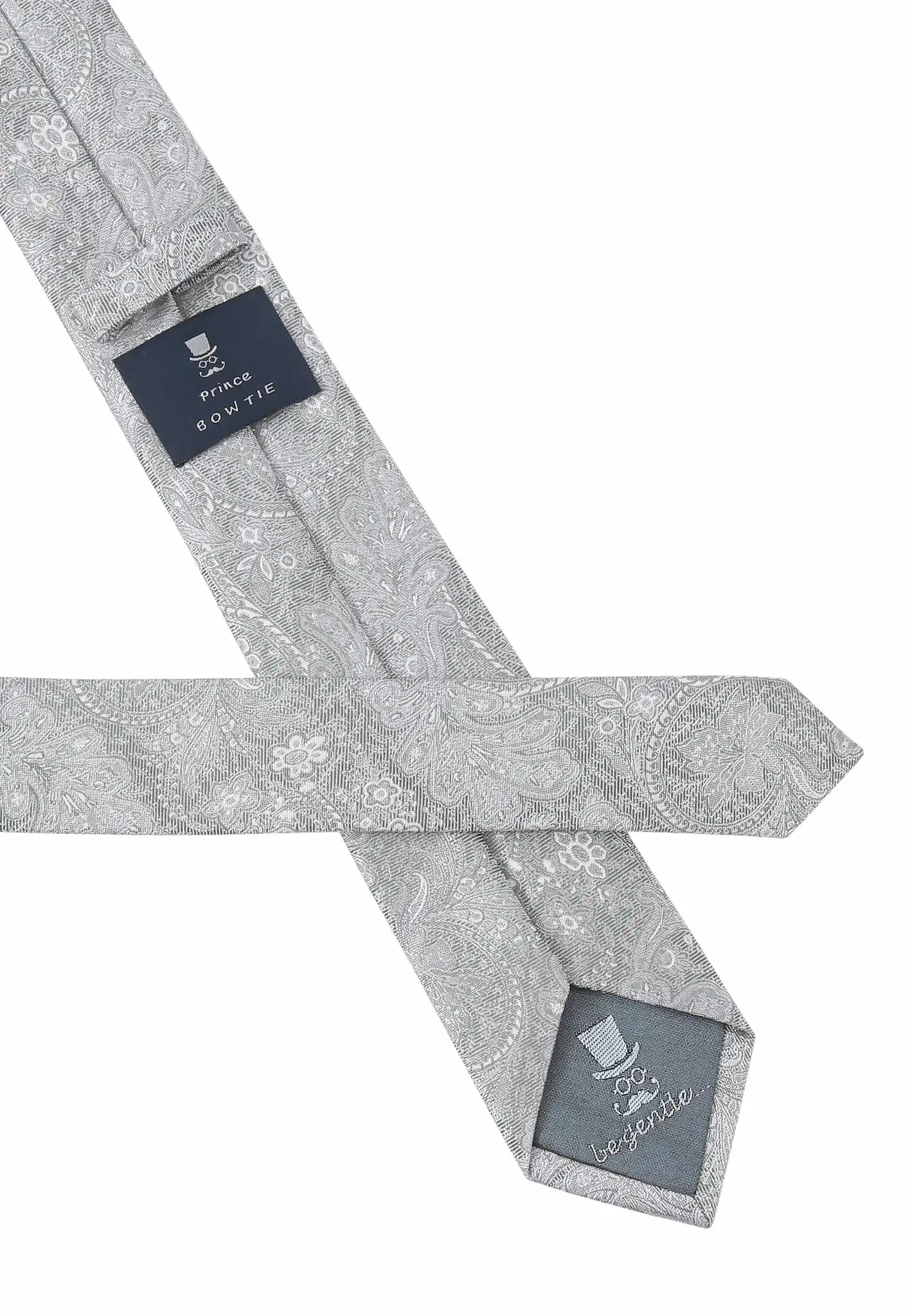 (Mint) Krawatte Paisley Seide – Rückseite mit Prince Bowtie Label