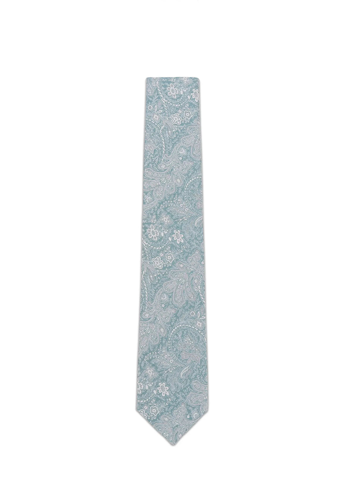 (Petrol) Krawatte Paisley Seide 6 cm – Gesamtansicht