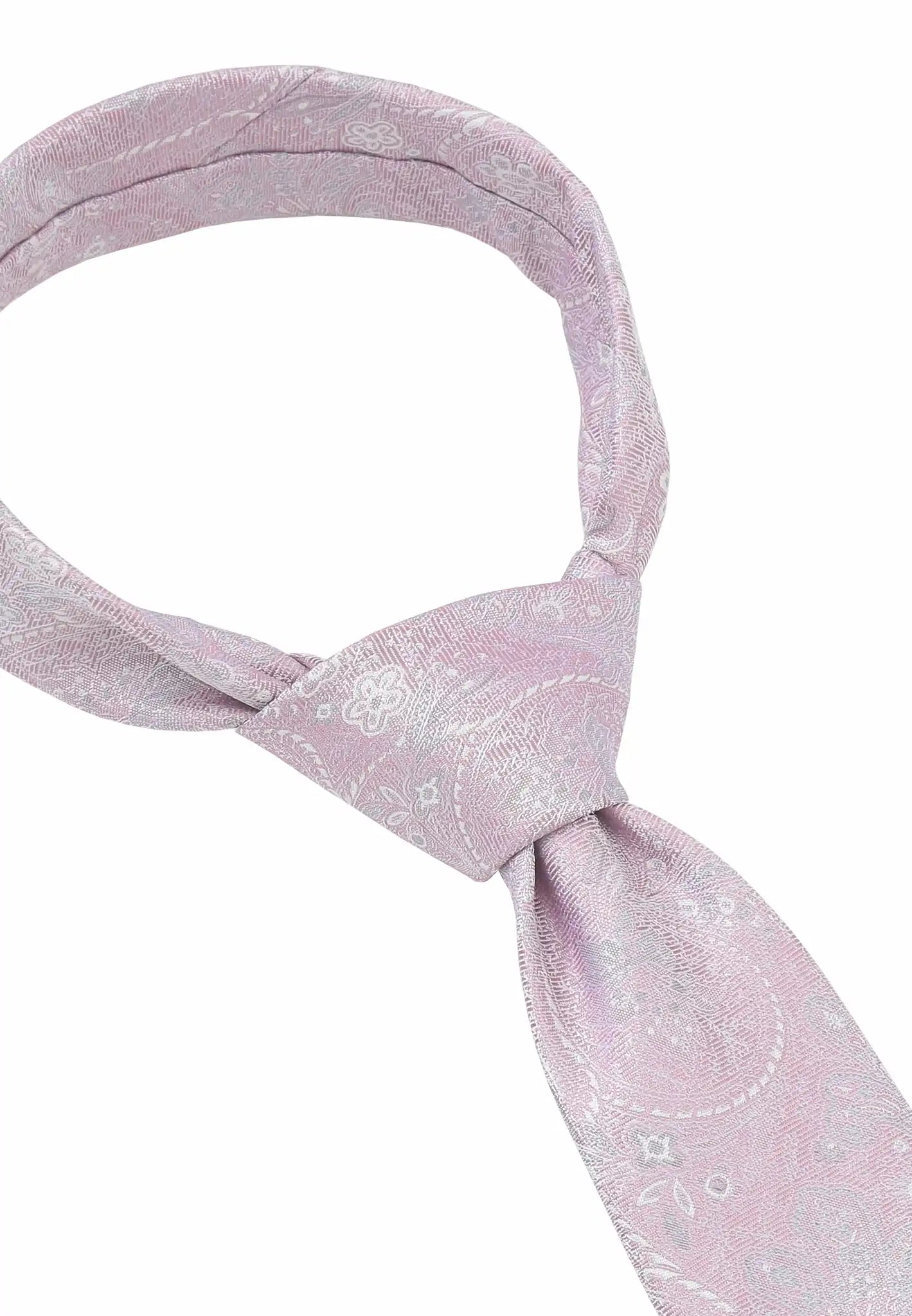 (Rosa) Krawatte Herren Paisley Seide – Knotenansicht