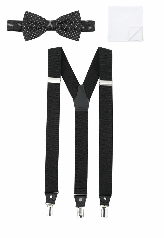 Hosenträger Set Herren mit Fliege & Einstecktuch – Picoté