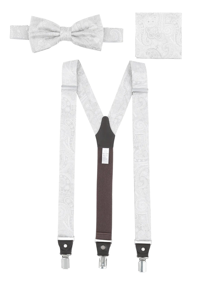 Hosenträger Set Herren Hochzeit mit Fliege & Einstecktuch – Paisley
