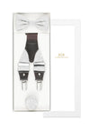 (Champagner) Hosenträger Set Hochzeit Paisley mit Fliege und Einstecktuch – Sterlington Geschenkbox