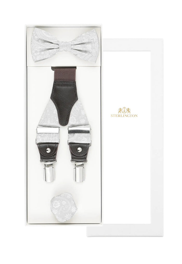 Hosenträger Set Herren Hochzeit mit Fliege & Einstecktuch – Paisley