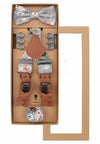(Grau) Hosenträger Set Herren Blumenmuster mit Fliege – Geschenkbox