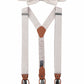 (Beige) Hosenträger und Fliege Herren Mikromuster Seide – Y-Form mit Lederdetails