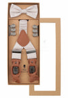 (Beige) Hosenträger Set Herren mit Fliege Mikromuster Seide – Geschenkbox Prince Bowtie
