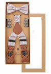 (Altrosa) Hosenträger Set Herren mit Fliege Paisley Seide – Geschenkbox Prince Bowtie