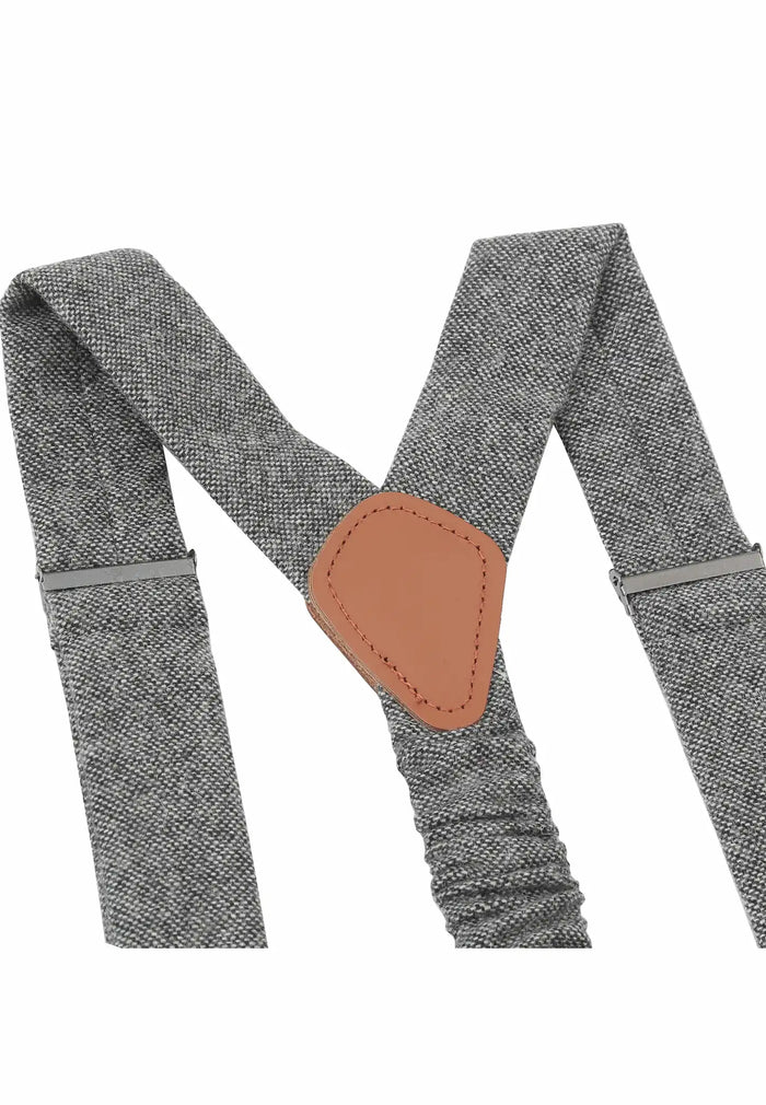 Hosenträger Set Herren mit Fliege aus Wolle – Tweed