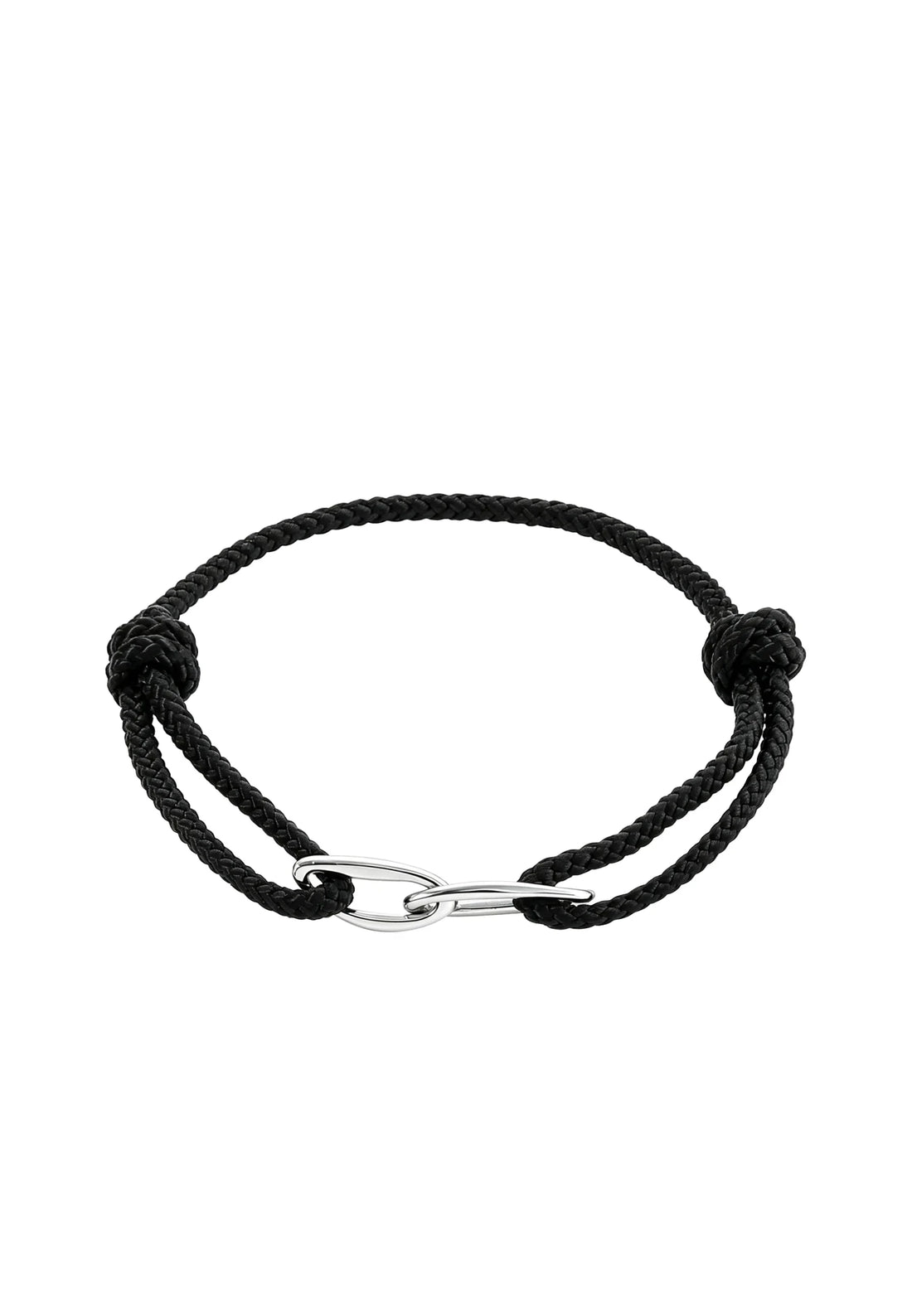 (Schwarz) Armband aus Edelstahl & Seil – Amalfi – Frontalansicht