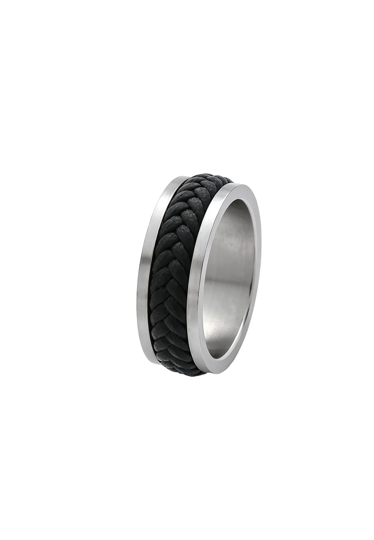 Ring aus Edelstahl & Textil – Ronin - Schwarz / 58