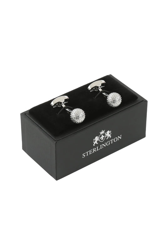 Manschettenknöpfe Herren Silber Golfball in der Geschenkbox