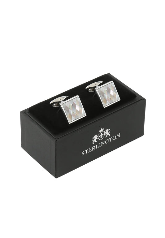 Manschettenknöpfe Herren Perlmutt Facette in der Geschenkbox
