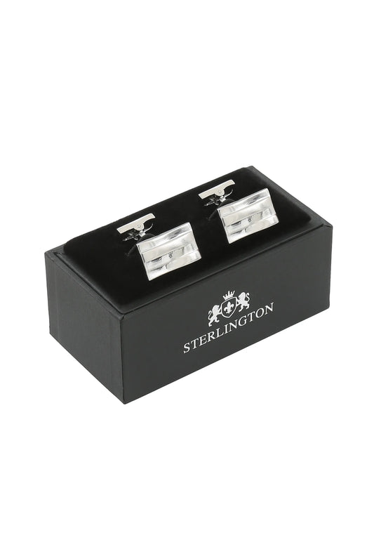 Manschettenknöpfe Herren Silber Doppelsteg in der Geschenkbox