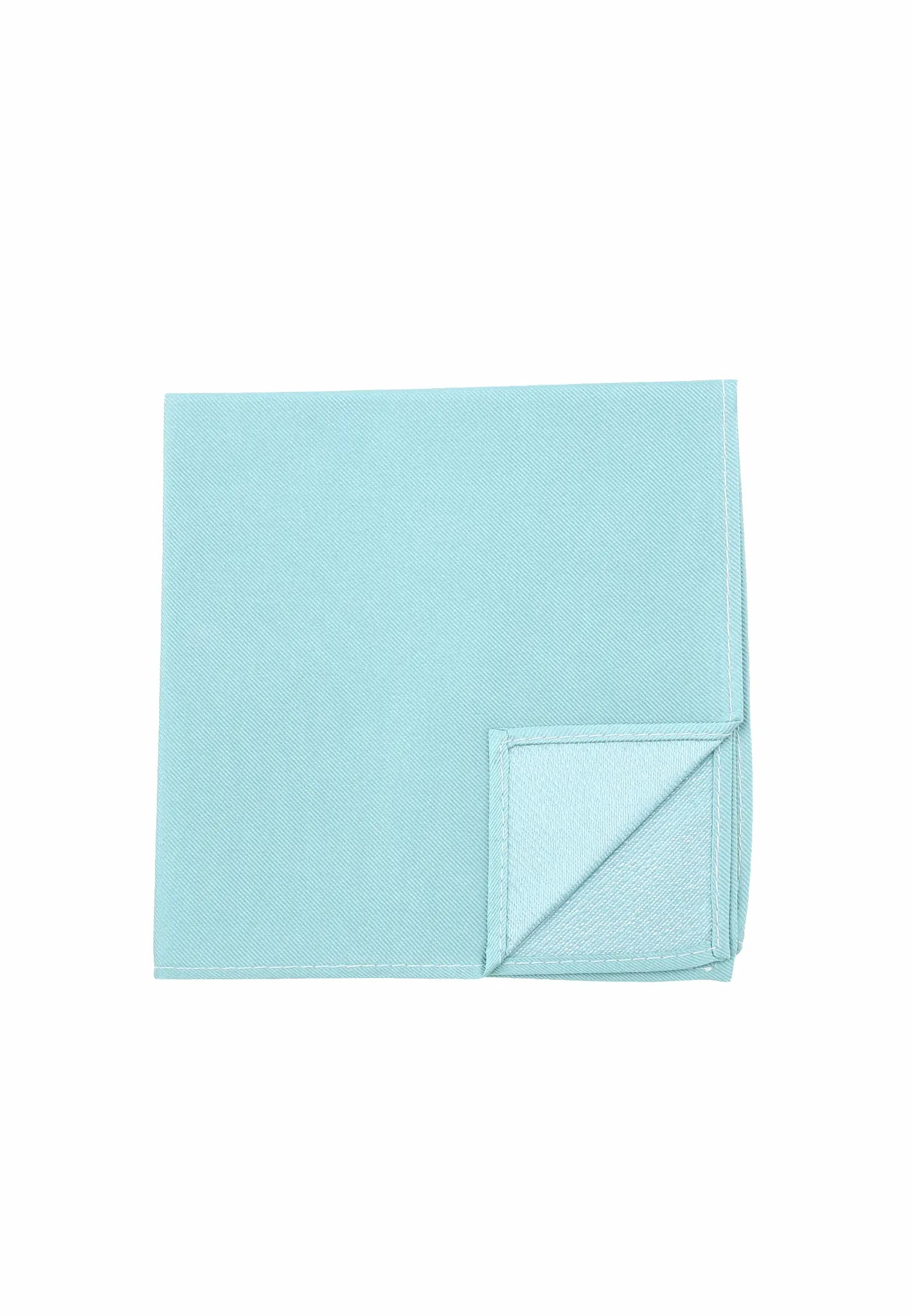 (Aqua) Uni Seiden-Einstecktuch 28x28cm in Pastellfarbe, Vorderseite mit Ecke