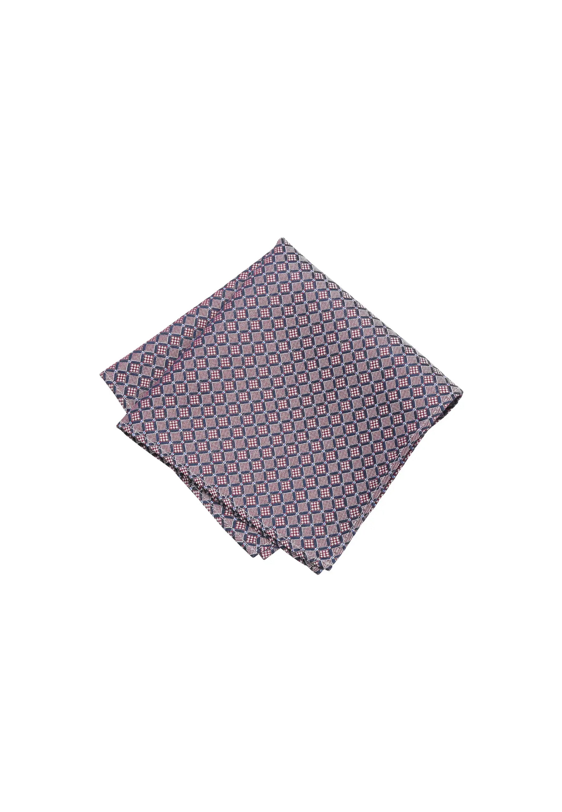 (Bordeaux) Seiden-Einstecktuch im Würfelmuster für Herren, gefaltet