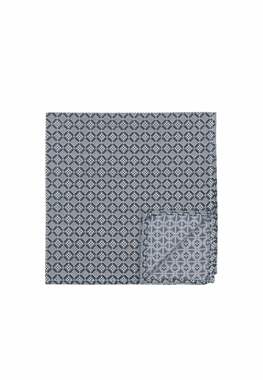 (Grün) Einstecktuch aus 100% Seide im Würfelmuster, Vorderseite mit Umschlag-Ecke