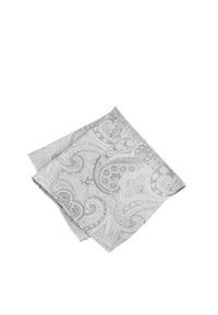 (Silber) Einstecktuch Hochzeit Paisley Seide – diagonal gefaltet