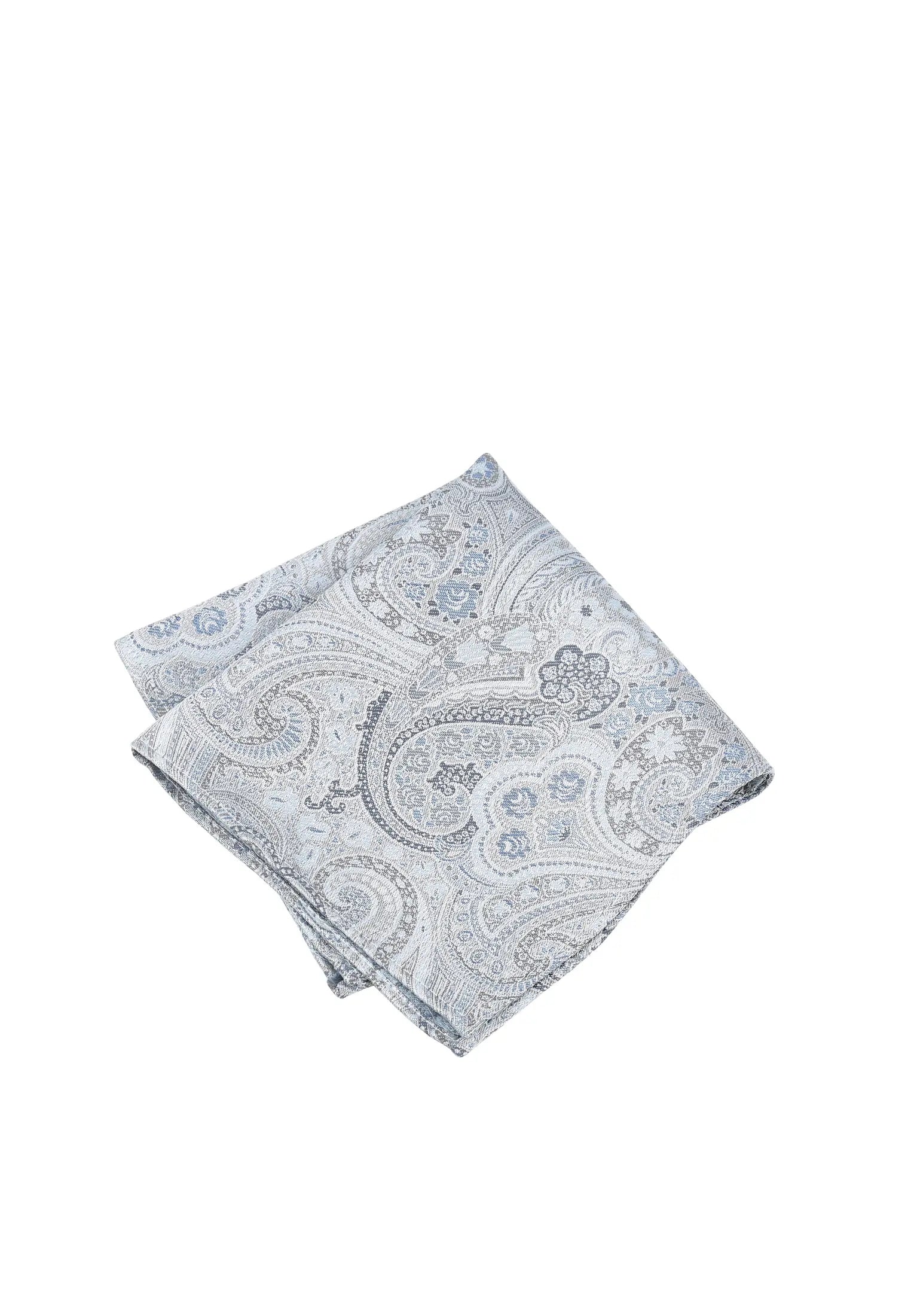 (Blau) Einstecktuch Hochzeit Paisley Seide – diagonal gefaltet