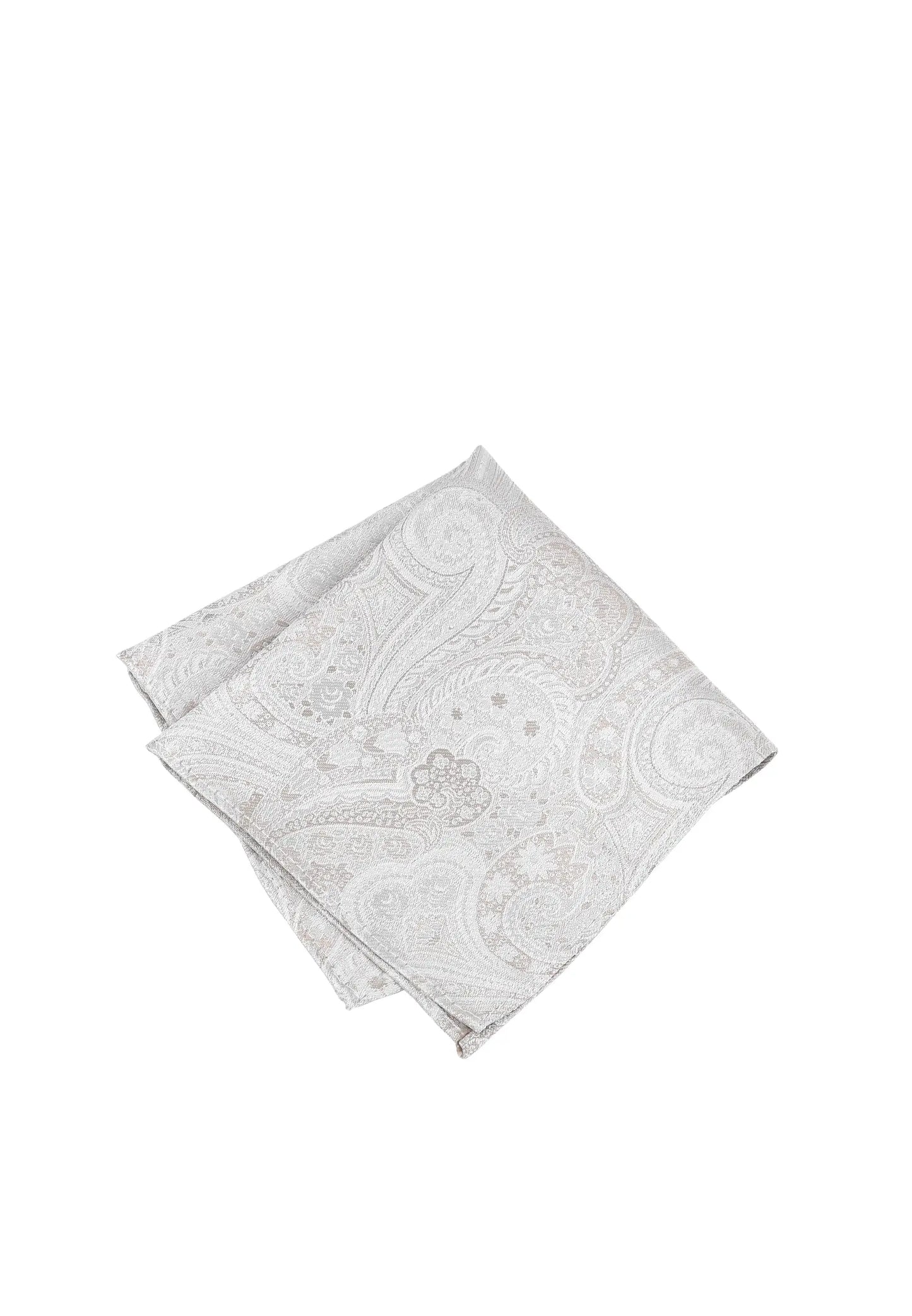 (Beige) Einstecktuch Hochzeit Paisley Seide – diagonal gefaltet