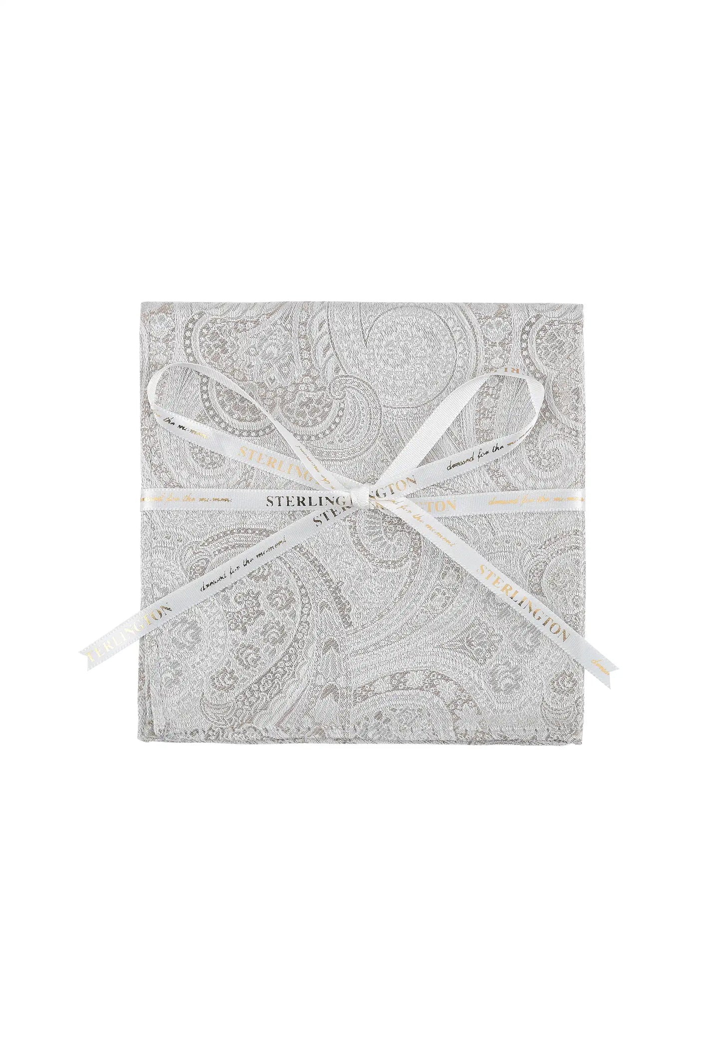 (Beige) Einstecktuch Sterlington Paisley Seide – mit Geschenkschleife