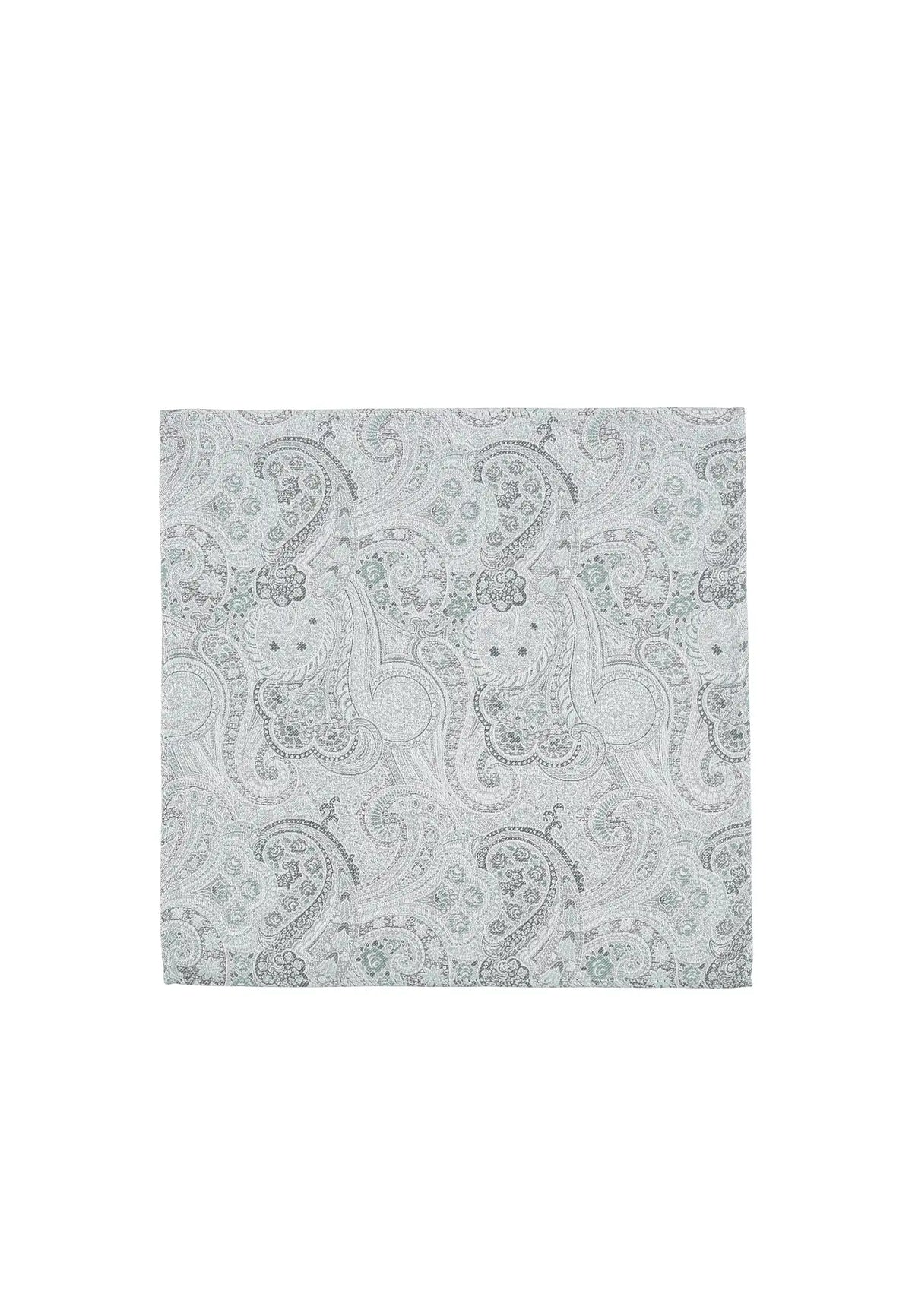 (Grün) Einstecktuch Hochzeit Paisley – Frontalansicht flach ausgelegt