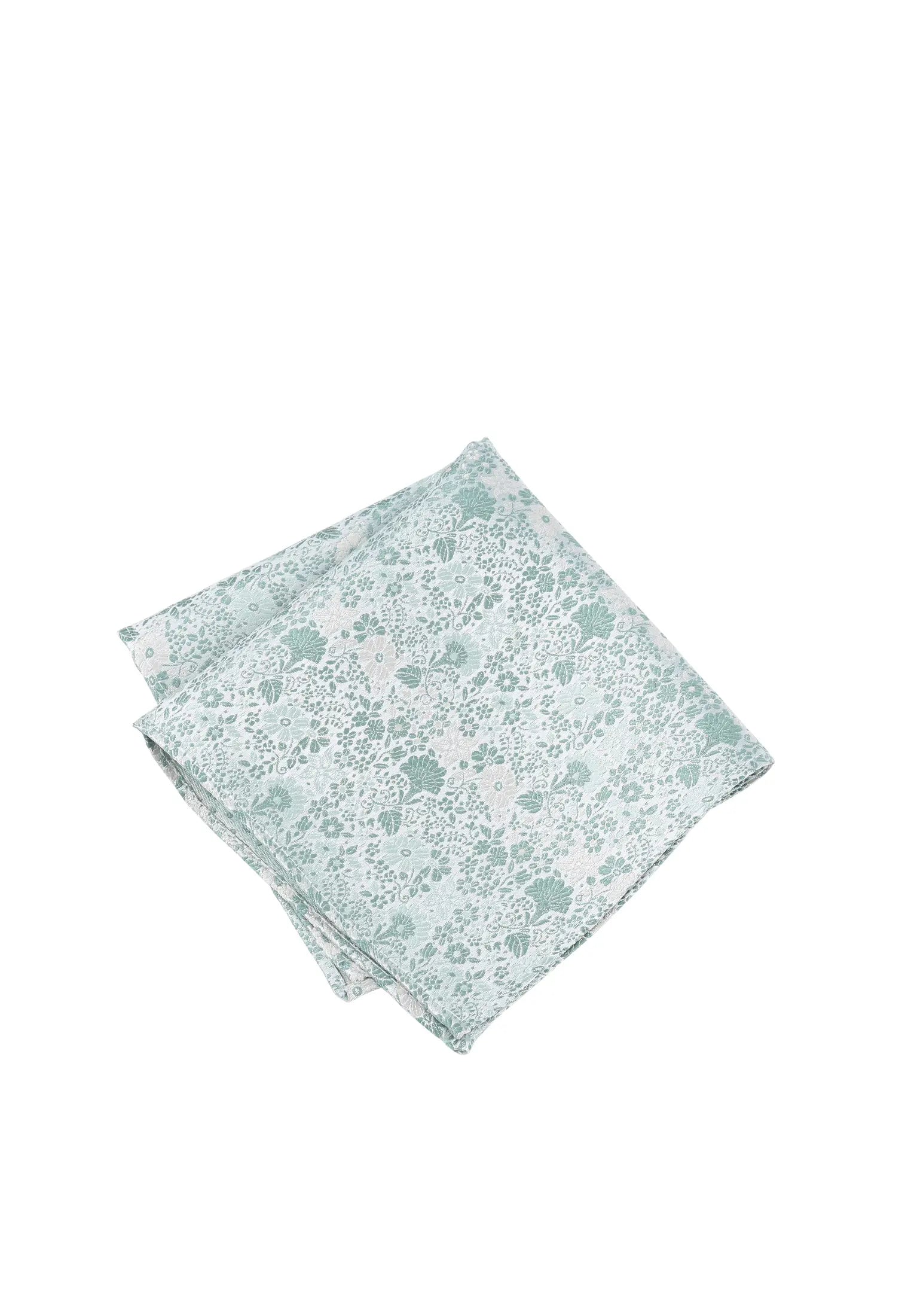 (Mint) Einstecktuch Hochzeit Floral Seide – diagonal gefaltet
