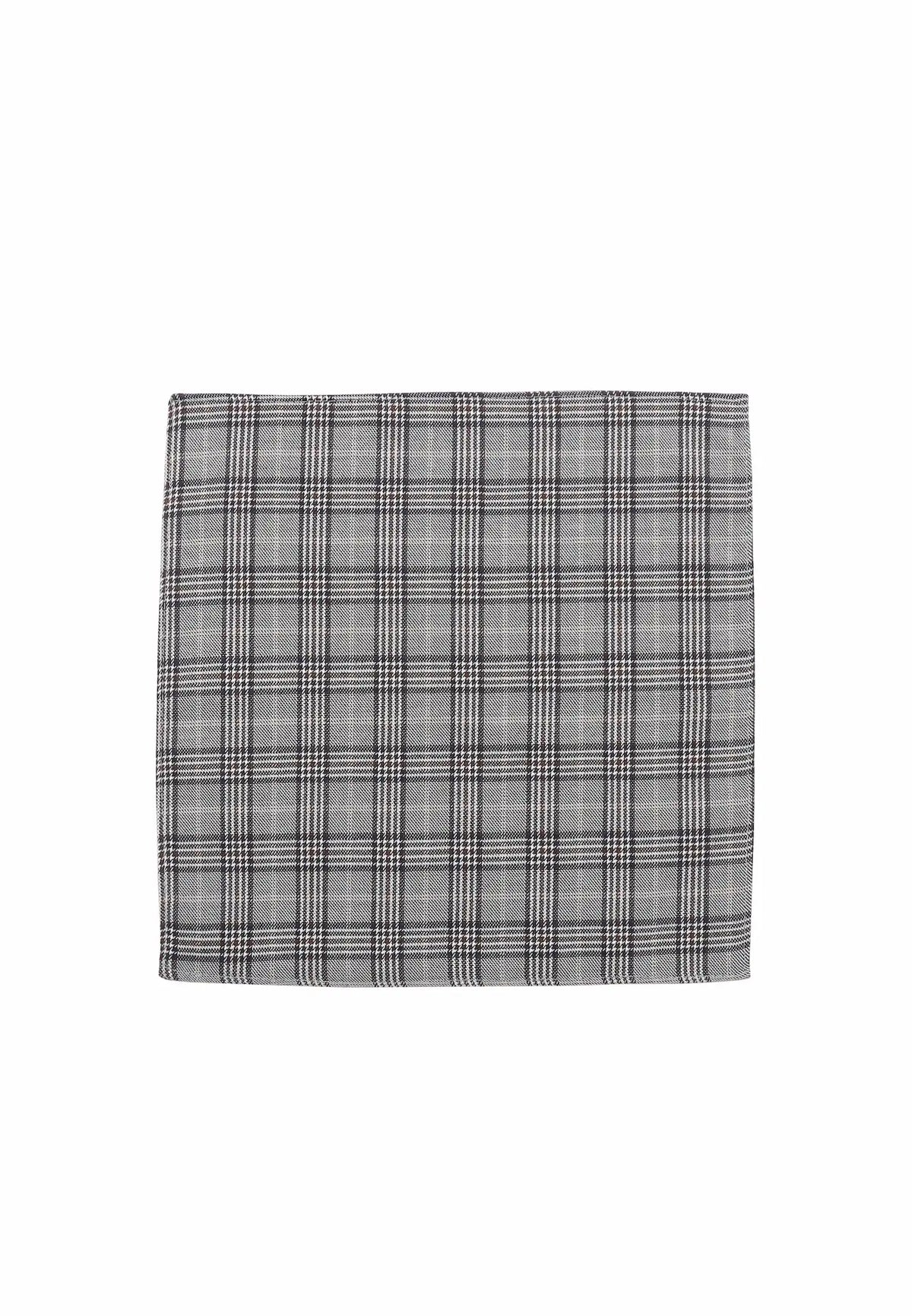 (Grau) Einstecktuch Glencheck grau-schwarz flach ausgelegt 28x28 cm