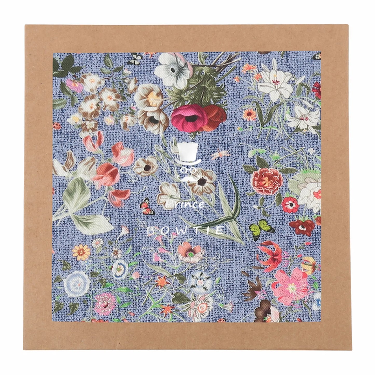 (Blau) Einstecktuch Blumenmuster in Geschenkverpackung