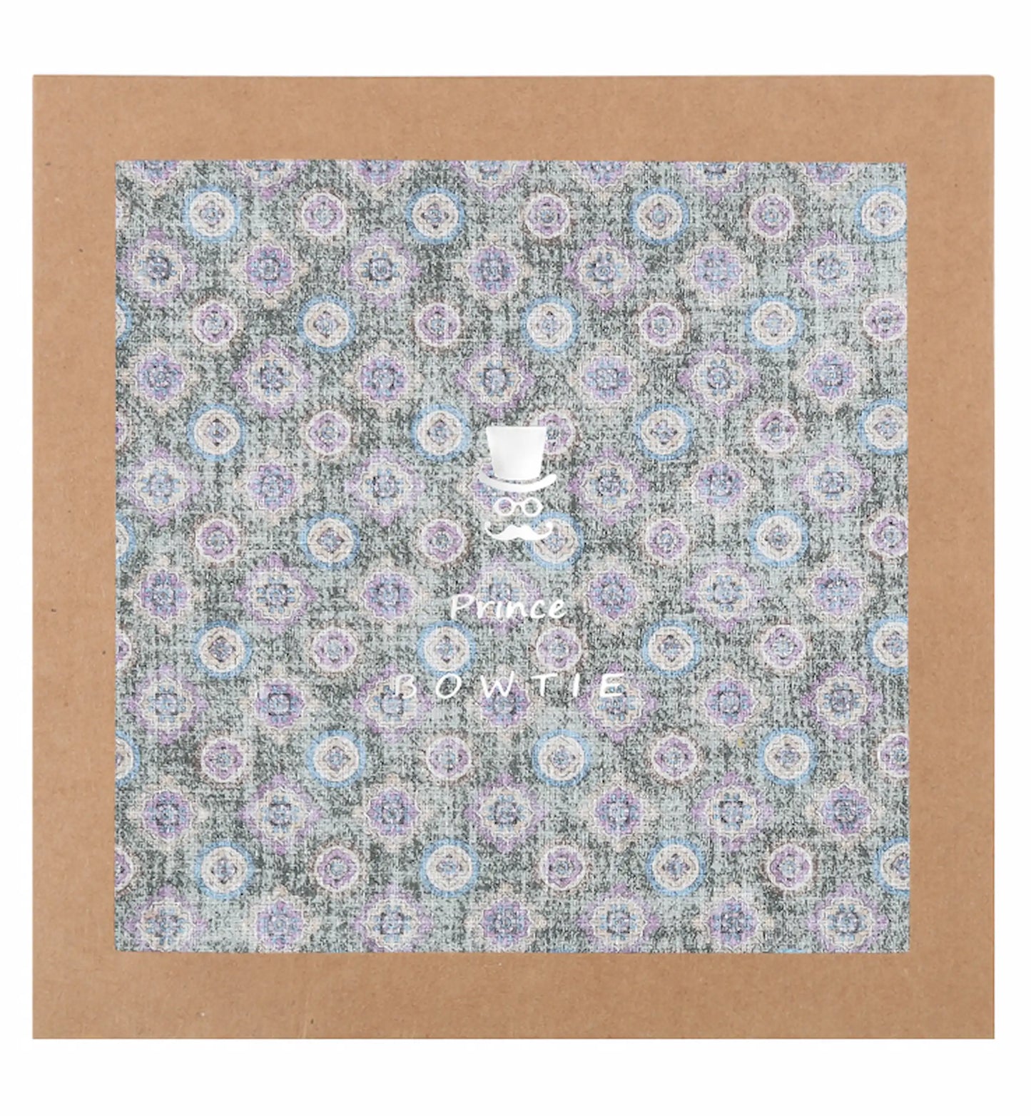 (Grau) Einstecktuch Medaillon-Muster in Geschenkverpackung – Prince Bowtie