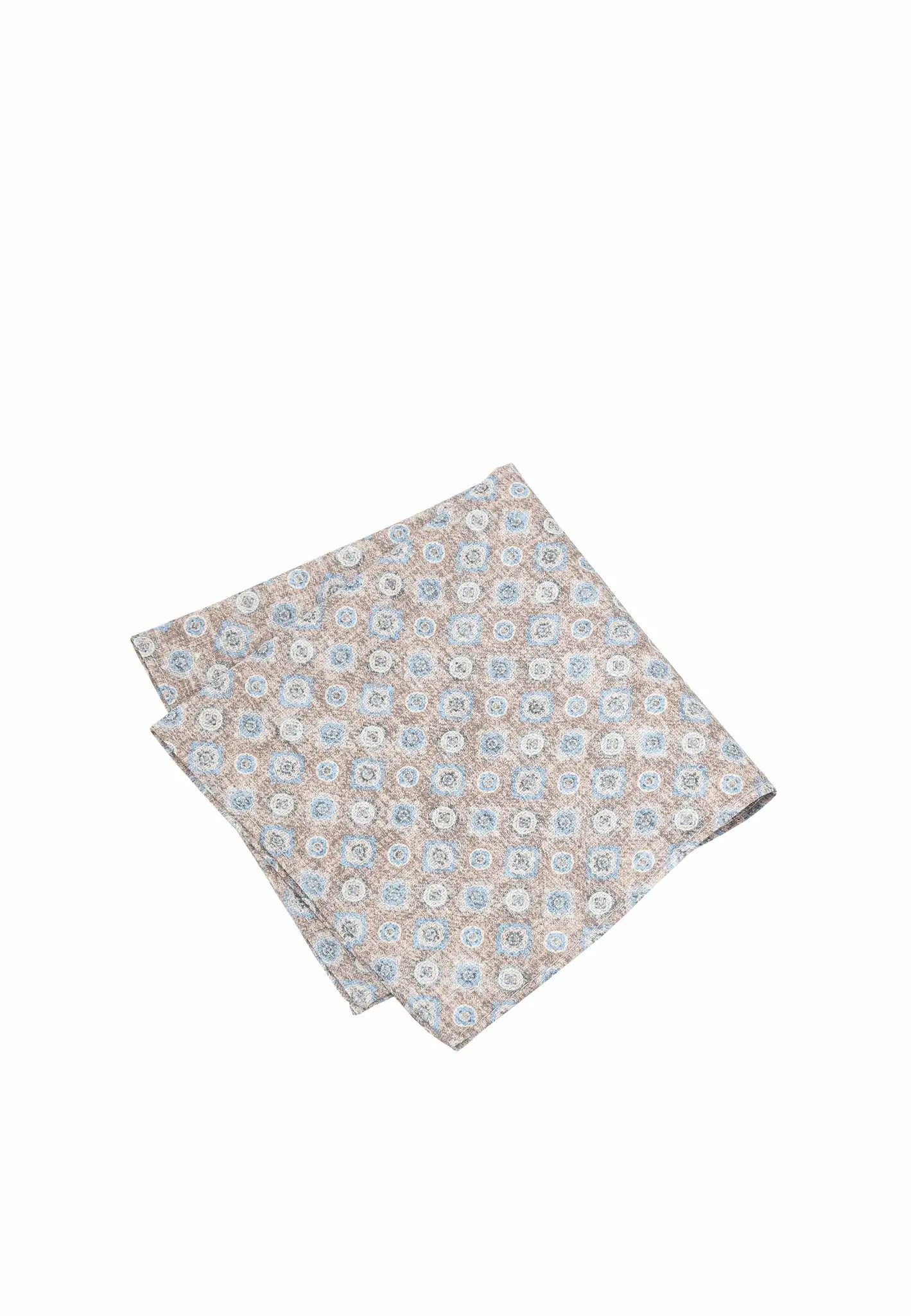 (Beige) Einstecktuch Herren Medaillon-Muster Baumwolle – diagonal gefaltet