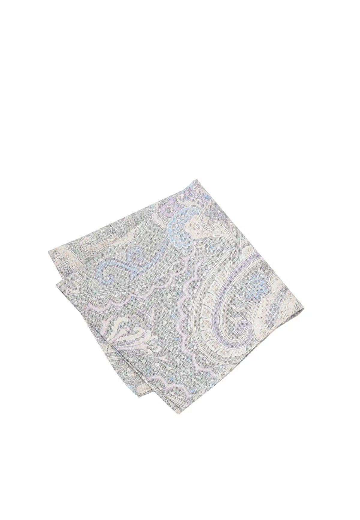 Einstecktuch Herren aus Baumwolle - Paisley - Grau