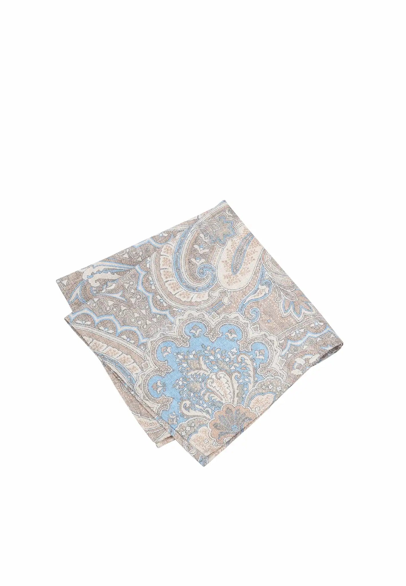 (Beige) Einstecktuch Herren Paisley-Muster Baumwolle – diagonal gefaltet