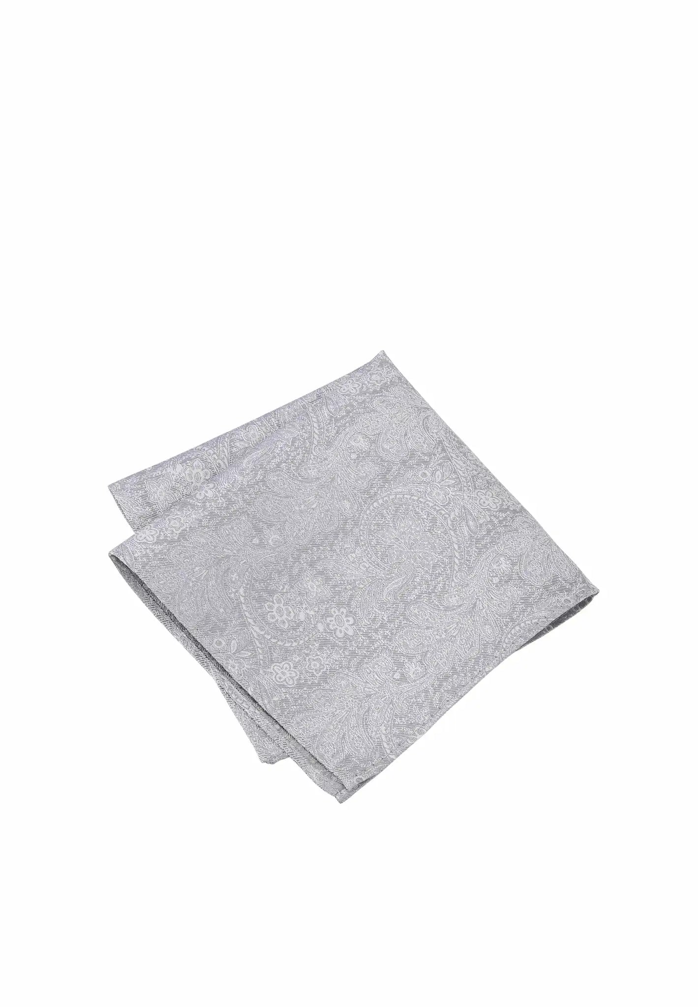 (Hellgrau) Einstecktuch Herren Paisley Seide – diagonal gefaltet