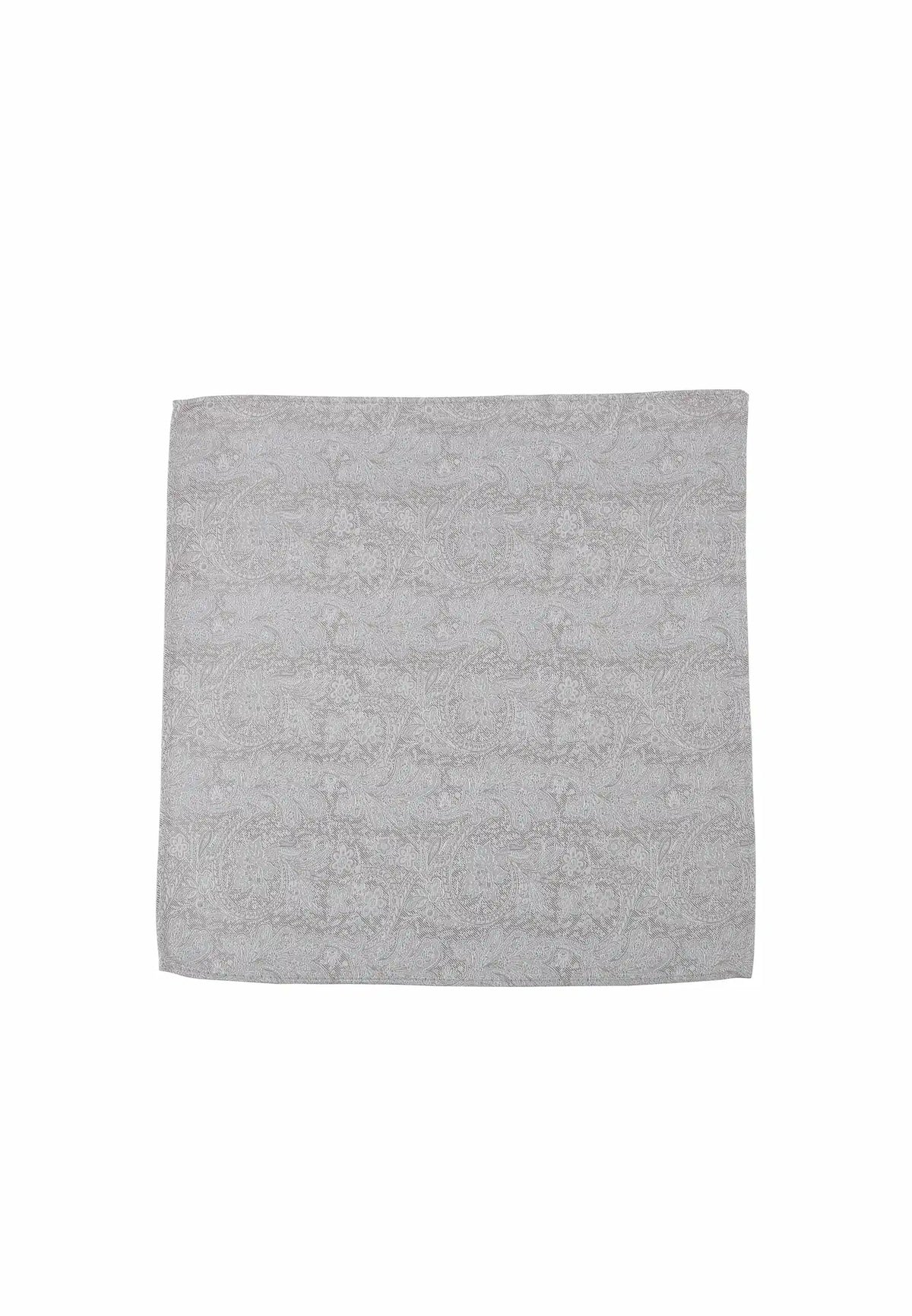 (Beige) Einstecktuch Herren Paisley Seide 28x28 cm – Gesamtansicht