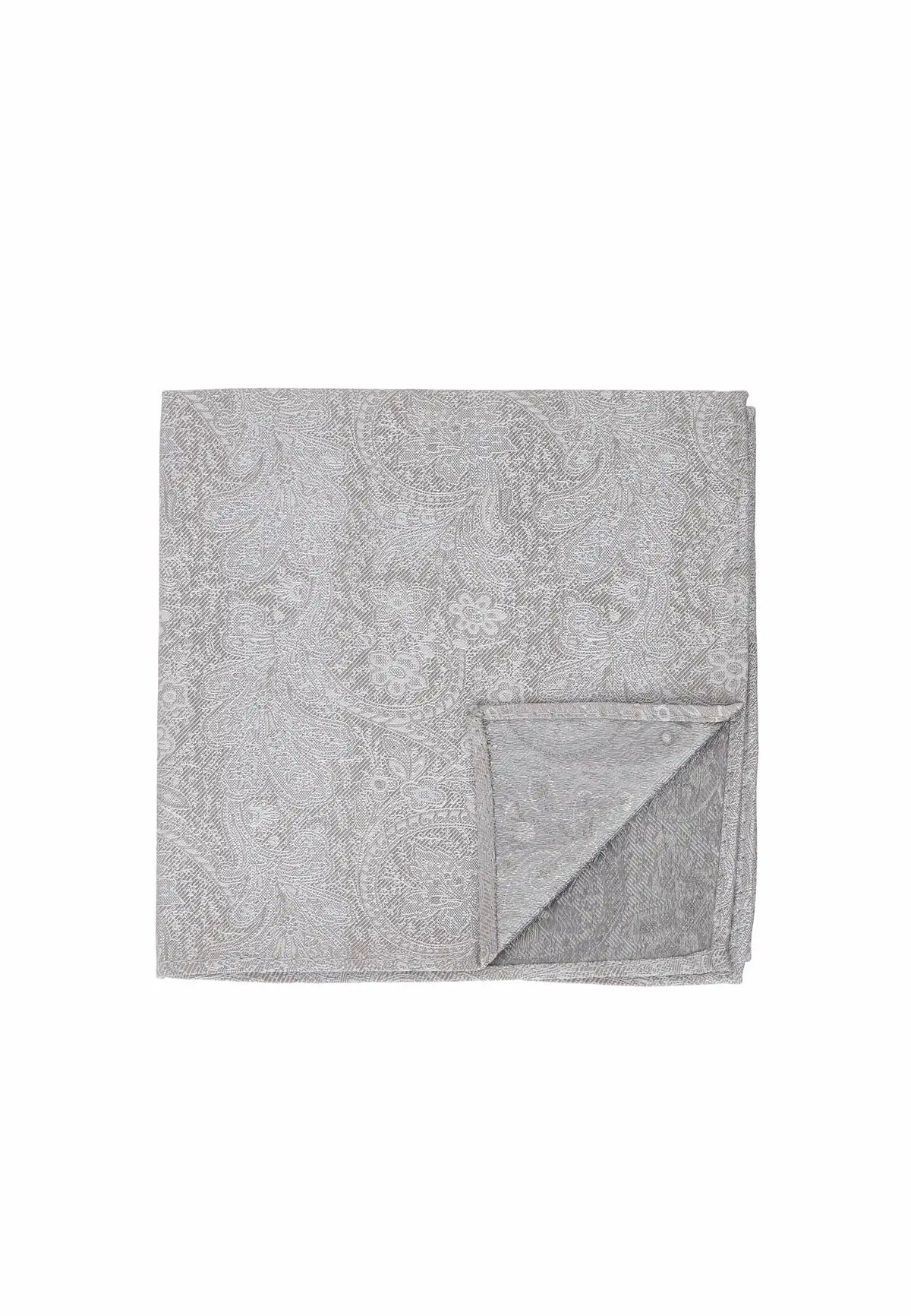(Beige) Einstecktuch Paisley Seide – Detailansicht Saumverarbeitung