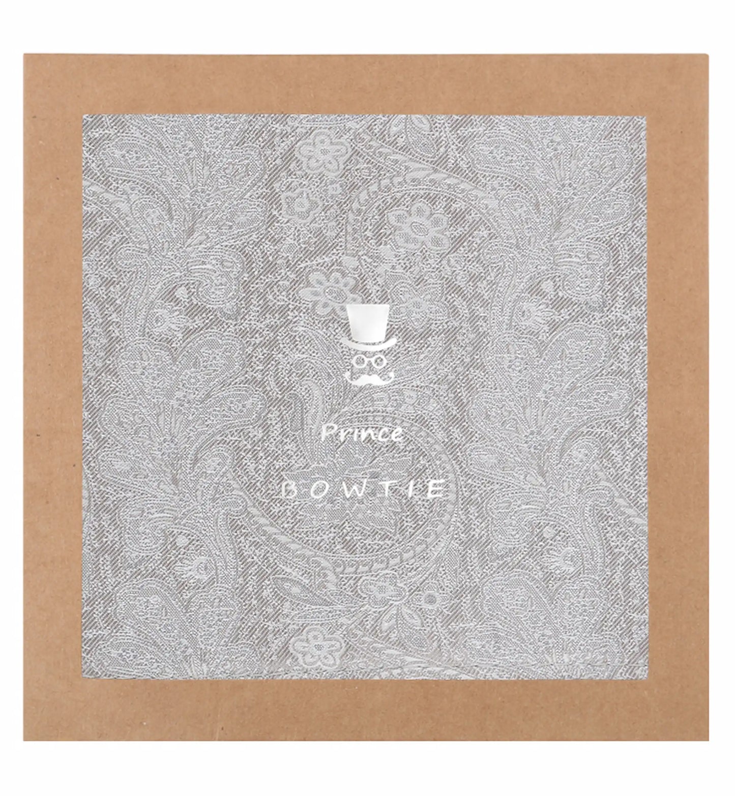 (Beige) Einstecktuch Paisley Seide in Geschenkverpackung – Prince Bowtie