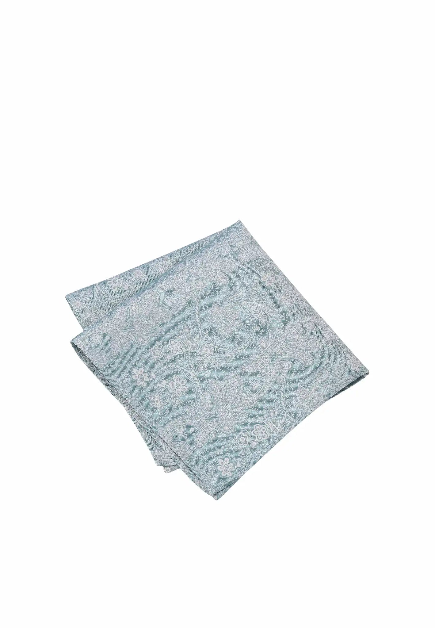 (Petrol) Einstecktuch Herren Paisley Seide – diagonal gefaltet