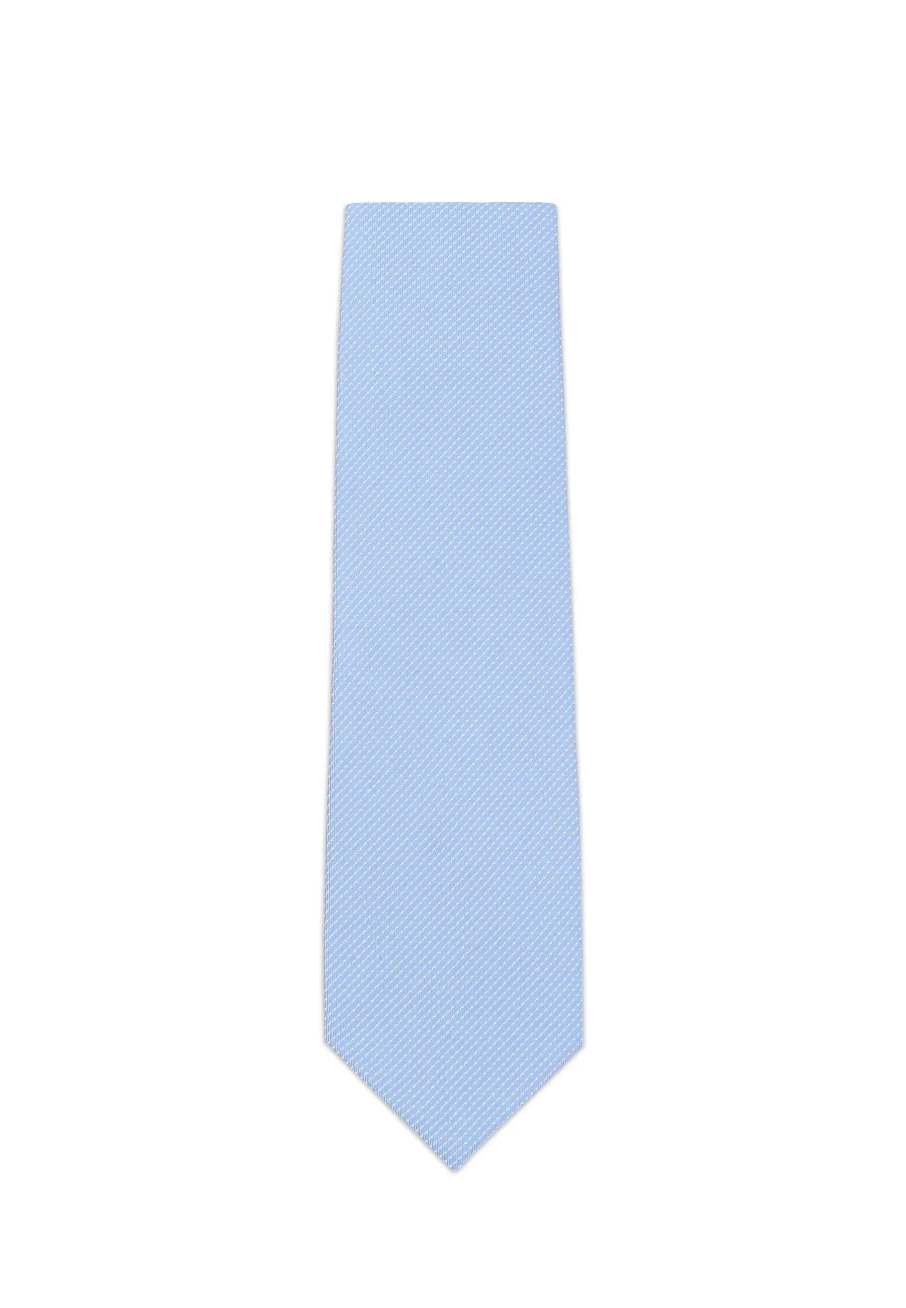 (Hellblau) Seidenkrawatte Picoté 8cm Überlänge 170cm flach