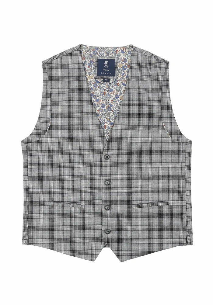 Weste Herren - Glencheck Grau