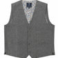 (Grau) Weste Herren Tweed – Frontalansicht mit Knopfleiste und Paspeltaschen